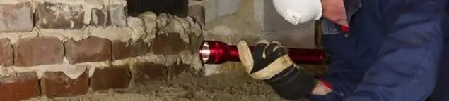 Pest control technician inspecting a crawl space for ant activity and entry points in Provo, UT